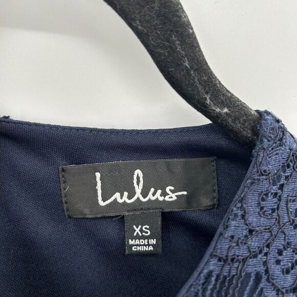 LULUS Take Me to Brunch Navy Blue Lace Shift Mini Cocktail Dress Size XS - Picture 10 of 11